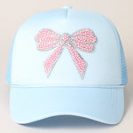 Load image into Gallery viewer, Rhinestone Bow Trucker Hat
