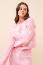 Load image into Gallery viewer, Bow Print Cozy Sweater Set
