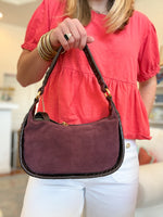 Load image into Gallery viewer, Mia Crescent Small Hobo Dark Cherry
