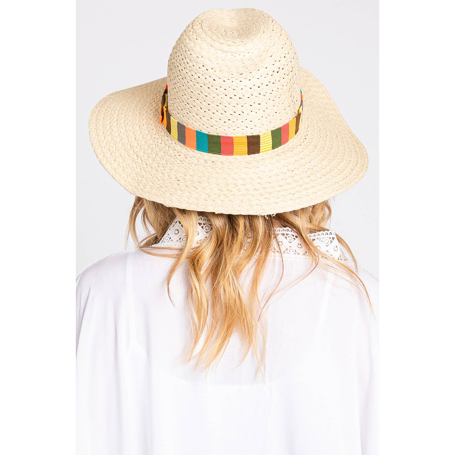 Multi Color Stripe Band Straw Hat