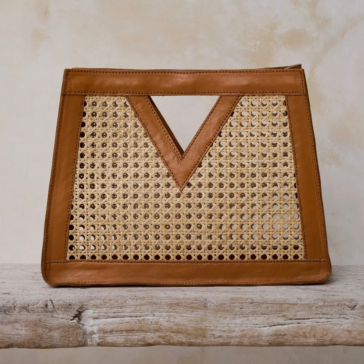 Rattan Cane Weave Triangle Bag