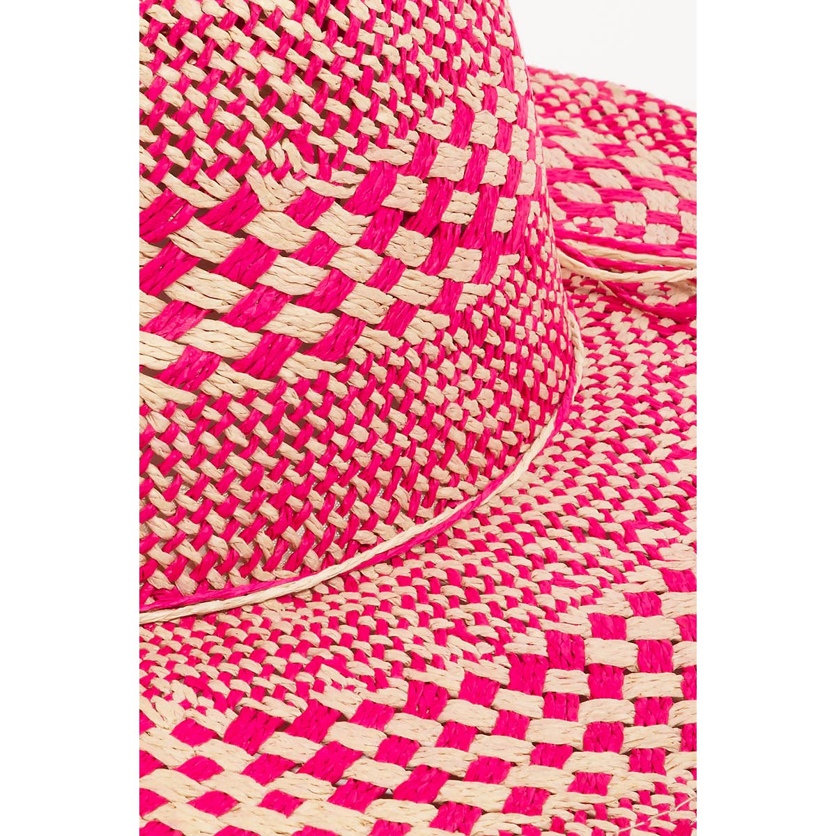 Checkered Straw Weave Sun Hat