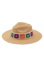 Load image into Gallery viewer, Floral Crochet Band Straw Hat
