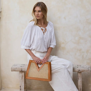 Rattan Cane Weave Triangle Bag