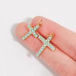 Load image into Gallery viewer, Turquoise Stone Cross 15mm
