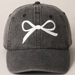 Load image into Gallery viewer, Bow Embroidered Denim Baseball Cap

