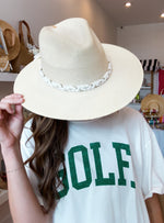 Load image into Gallery viewer, Beach Queen Hat White Palm with Ivory/Gold
