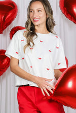 Load image into Gallery viewer, Bow Embroidered Knit Tee

