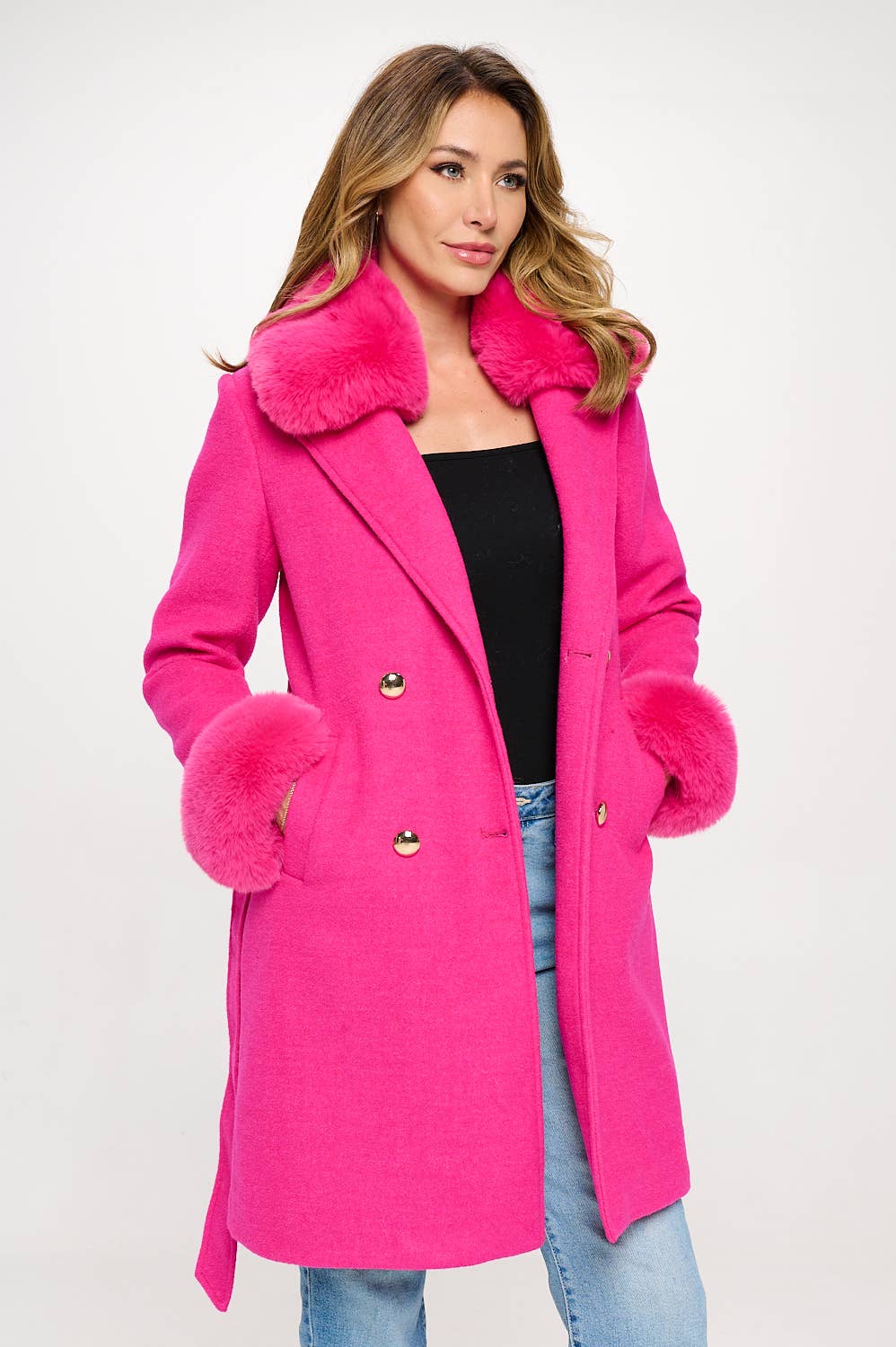 Wool Faux Fur Coat