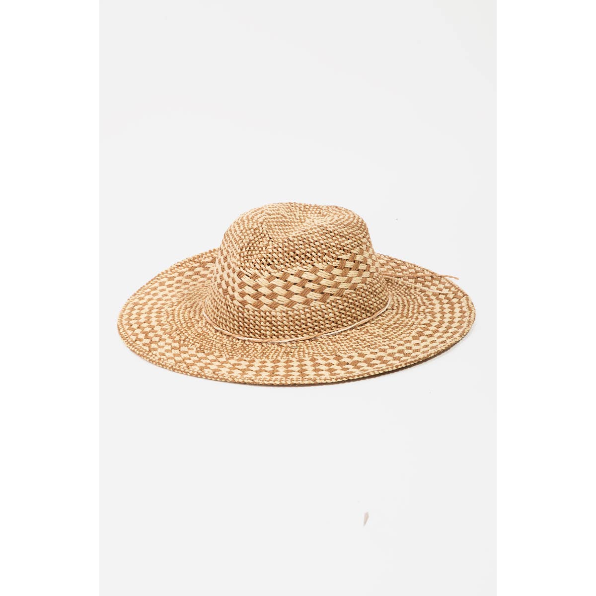 Checkered Straw Weave Sun Hat