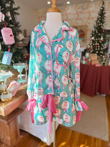 Santa Print Pajama Set Blue