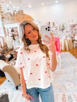 Load image into Gallery viewer, Bow Embroidered Knit Tee
