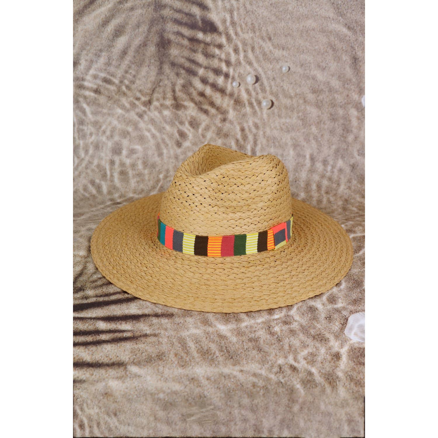 Multi Color Stripe Band Straw Hat