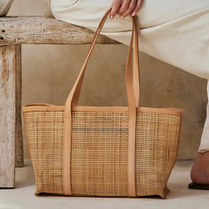 Rattan Basket Weave Tote