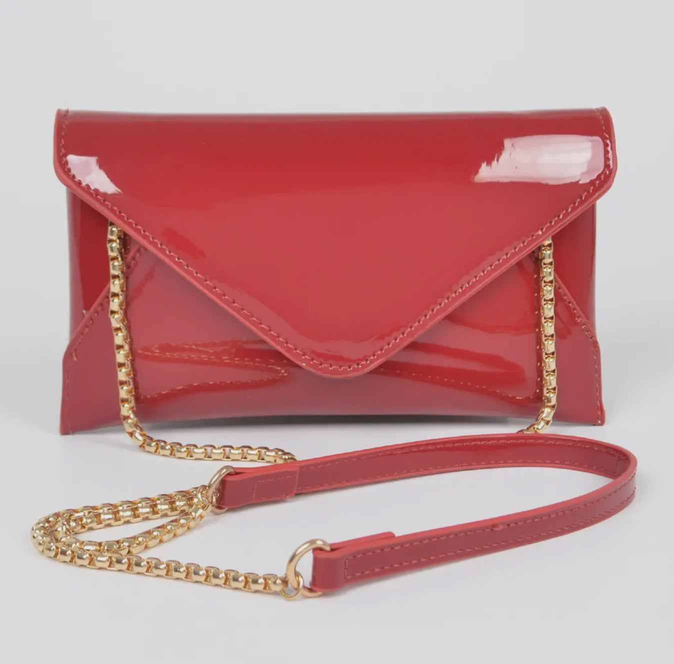 Enamel Envelope Clutch