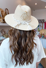 Load image into Gallery viewer, Beach Queen Hat White Palm with Ivory/Gold
