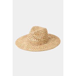 Checkered Straw Weave Sun Hat