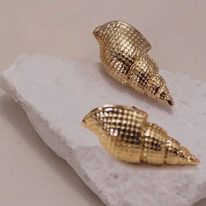 Gold Conch Seashell Stud