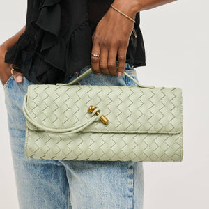 Ada Top Handle Woven East West Clutch Crossbody