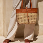 Load image into Gallery viewer, Rattan Cane Weave Small Tote
