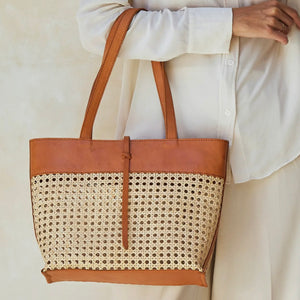 Rattan Cane Weave Small Tote