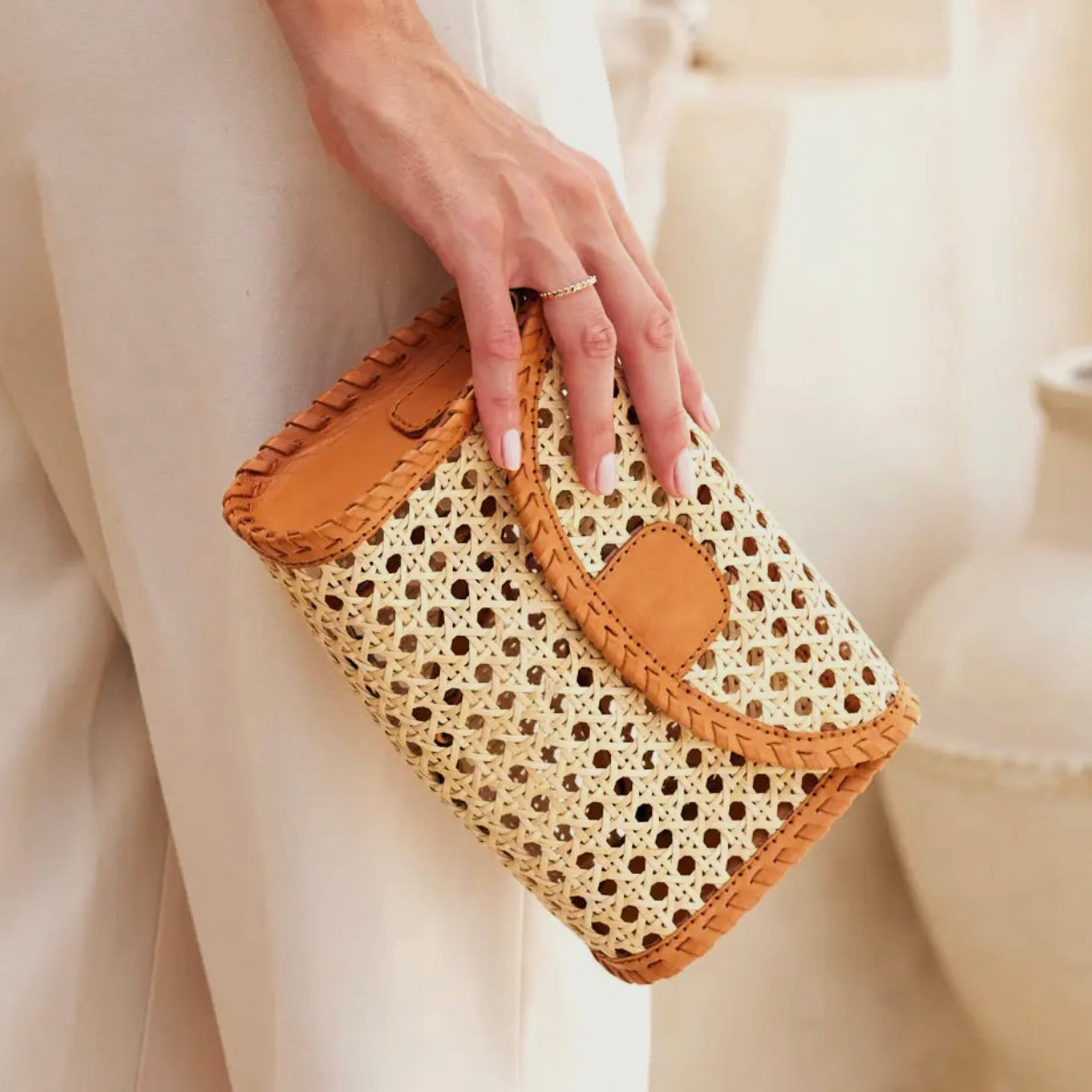 Rattan Convertible Clutch