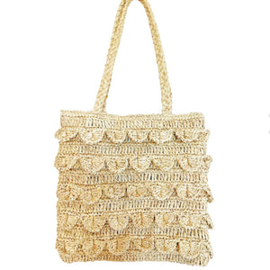 Ruffle Raffia Tote