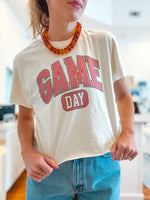 Load image into Gallery viewer, Checkered Game Day Cropped Tee Shirt

