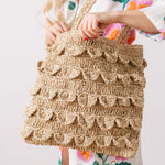Load image into Gallery viewer, Ruffle Raffia Tote
