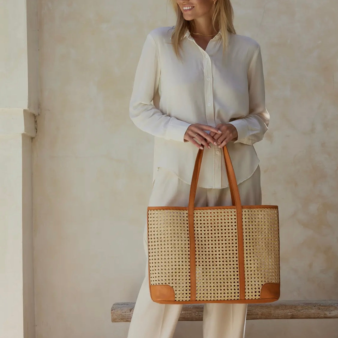 Large Rattan Cane Weave Tote