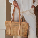 Load image into Gallery viewer, Rattan Basket Weave Tote
