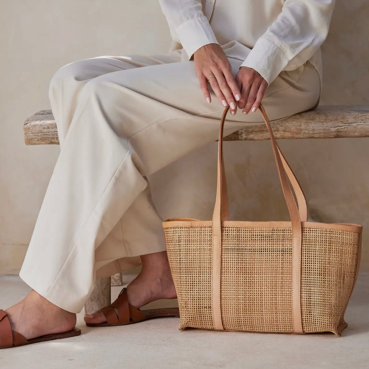 Rattan Basket Weave Tote