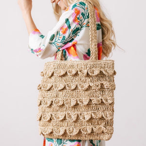 Ruffle Raffia Tote