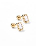 Load image into Gallery viewer, Screwback Stud Earrings Madison Gold Clear
