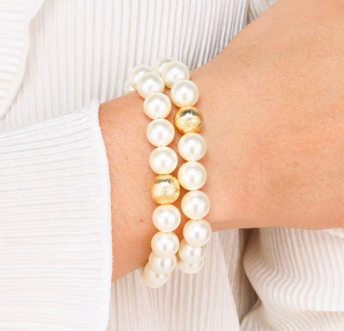 Mala Beaded Bracelet White Pearl