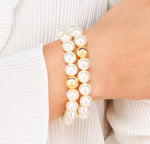Load image into Gallery viewer, Mala Beaded Bracelet White Pearl
