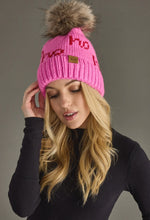 Load image into Gallery viewer, Pink and Red Knit Pom Hat
