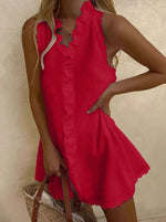 Load image into Gallery viewer, Ruffle Sleeveless Coverup - Red
