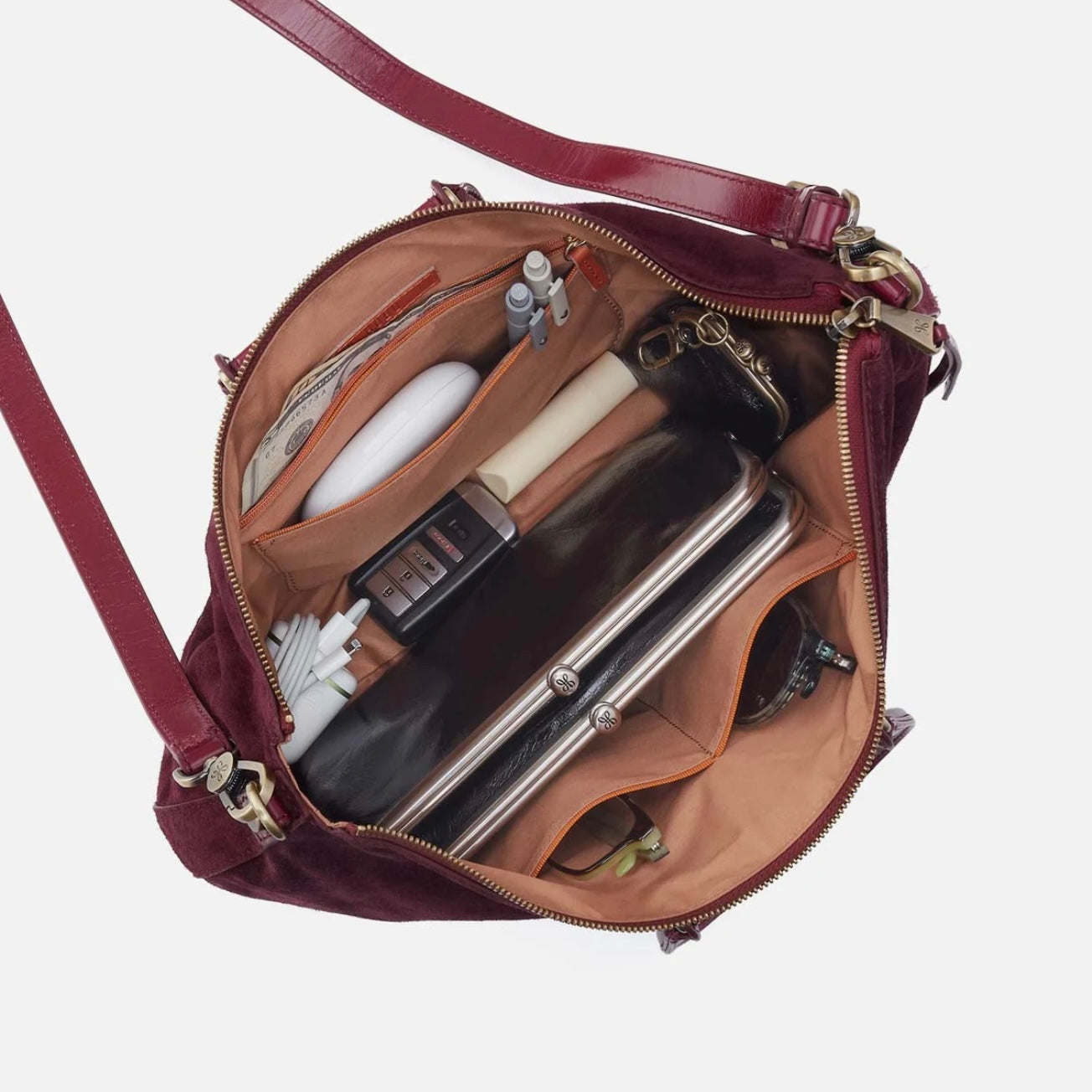 Sheila Large Crossbody Garnet Suede