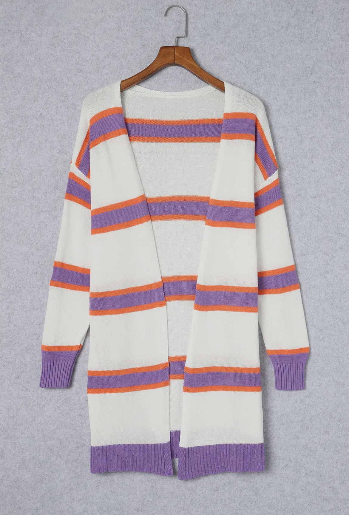 Striped Open Front Cardigan