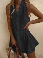 Load image into Gallery viewer, Ruffle Sleeveless Coverup - Black
