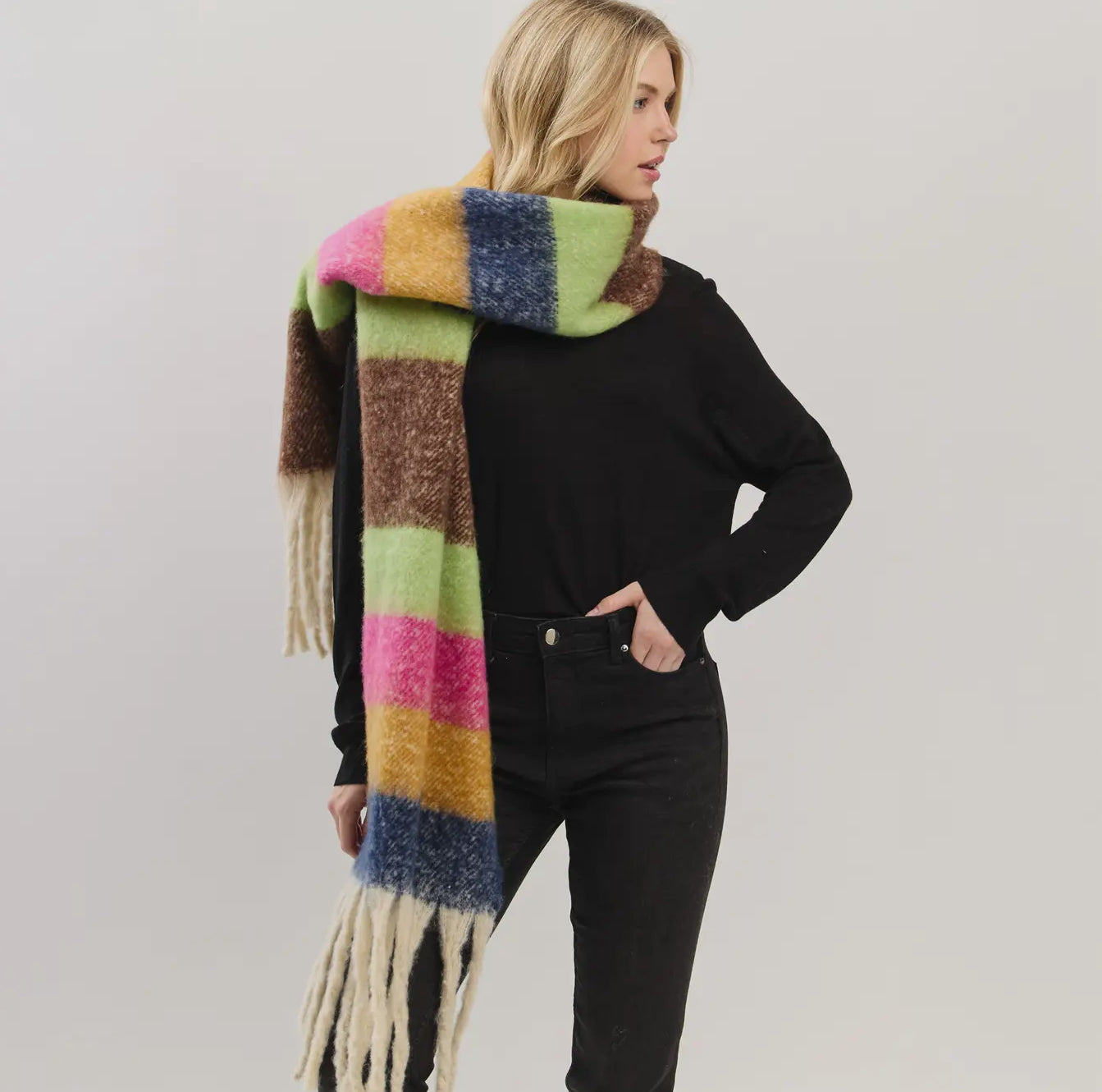 Multi Colored Striped Winter Scarf