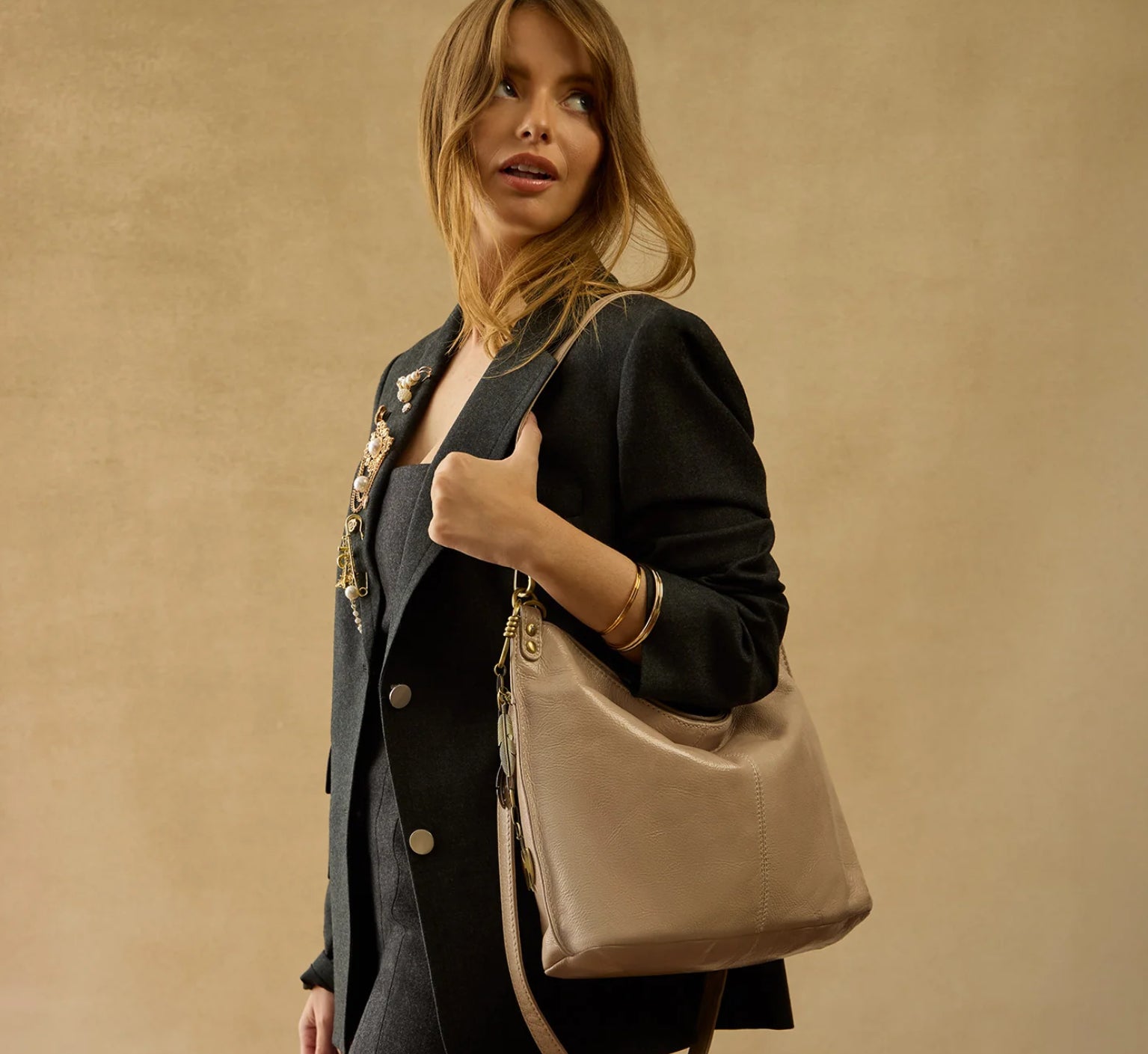 Pier Shoulder Bag Stone Gloss