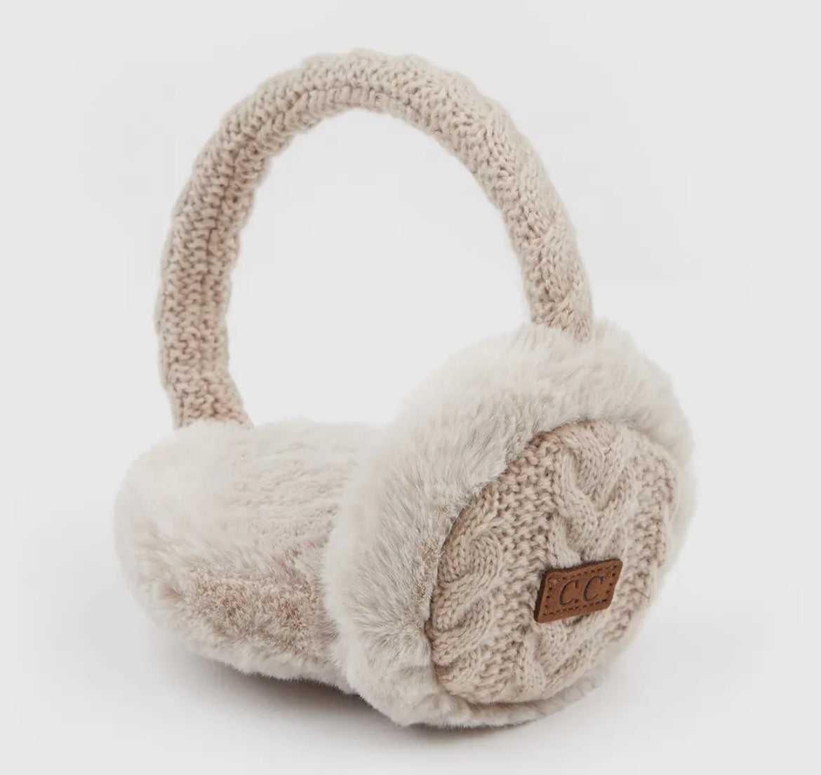 Cable Knit Faux Fur Earmuffs