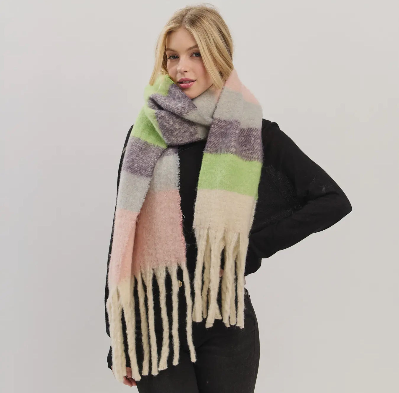 Multi Colored Striped Winter Scarf