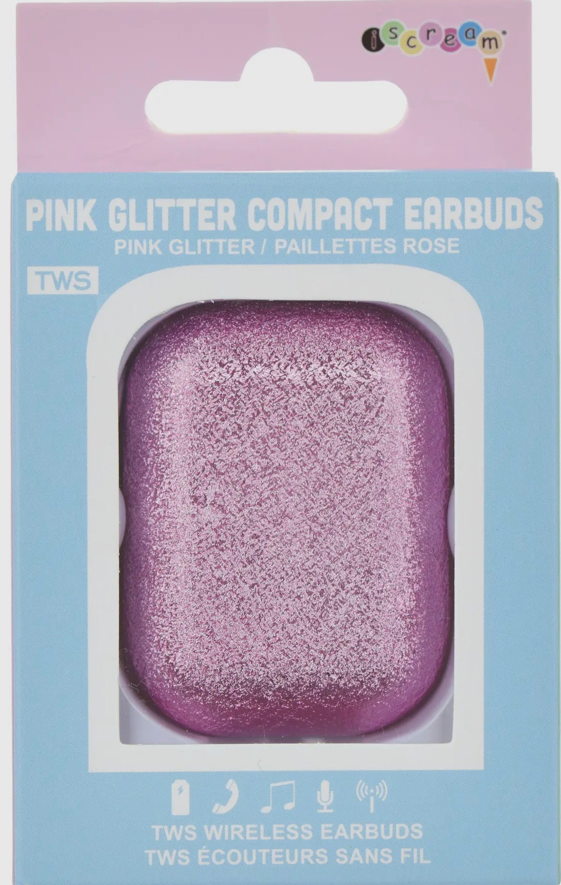 Pink Glitter Compact Ear Buds
