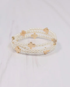 Nell Pearl Cross Bracelet