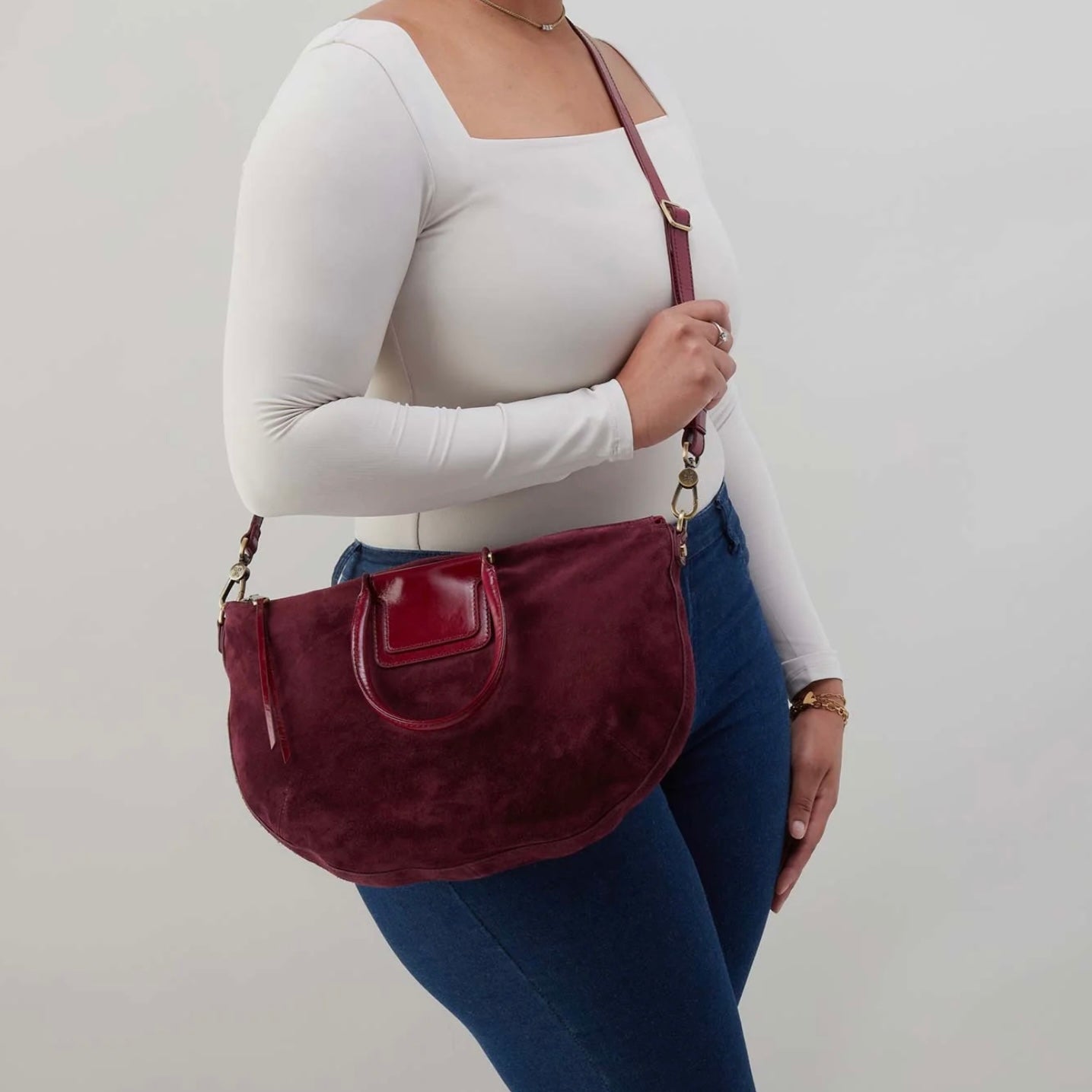Sheila Large Crossbody Garnet Suede