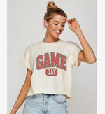 Load image into Gallery viewer, Checkered Game Day Cropped Tee Shirt

