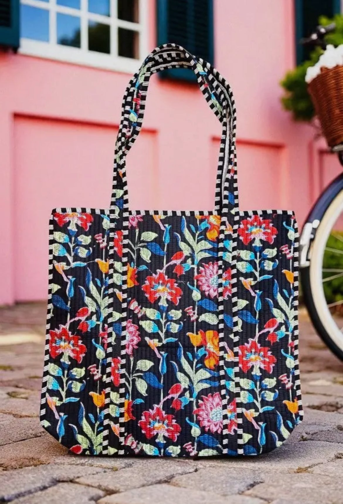 Lennox Black Floral Tote